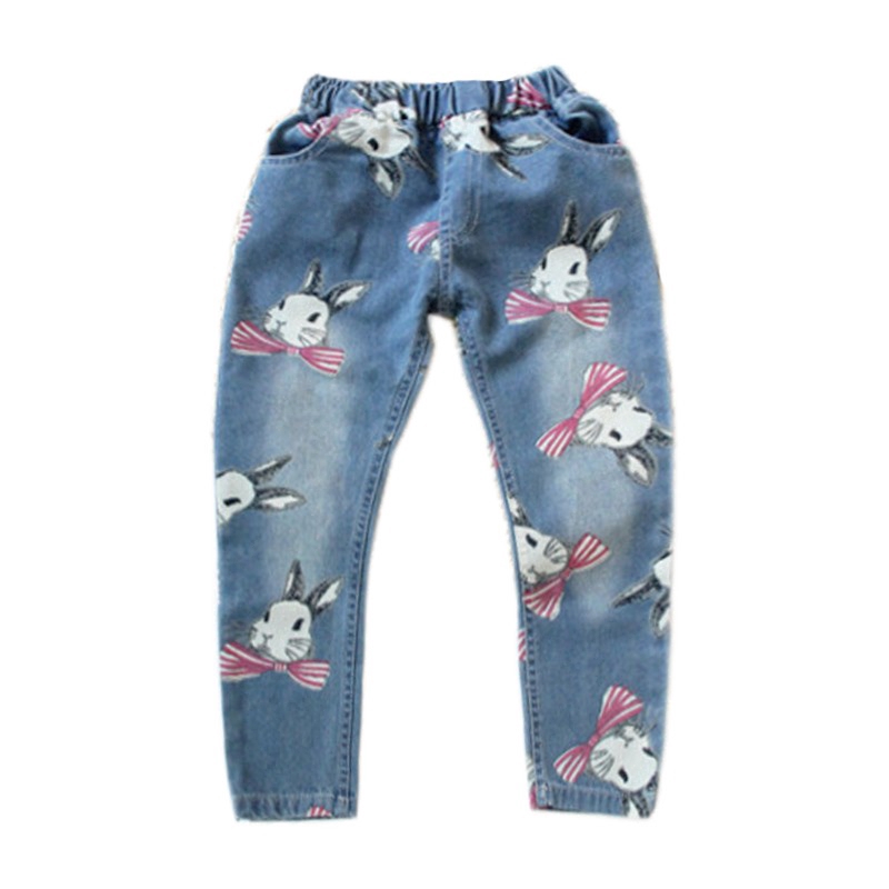 Girls Jeans Casual Cartoon Print Kids Clothes Denim Pants 2021 Clothing |  Shopee Malaysia