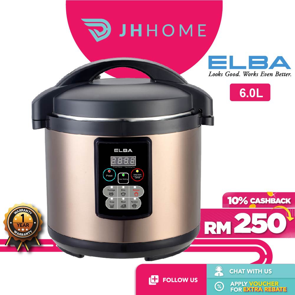 Buy Elba 6 0l S Steel Pressure Cooker Rice Cooker Multi Cooker Epc J6010 Cg Seetracker Malaysia