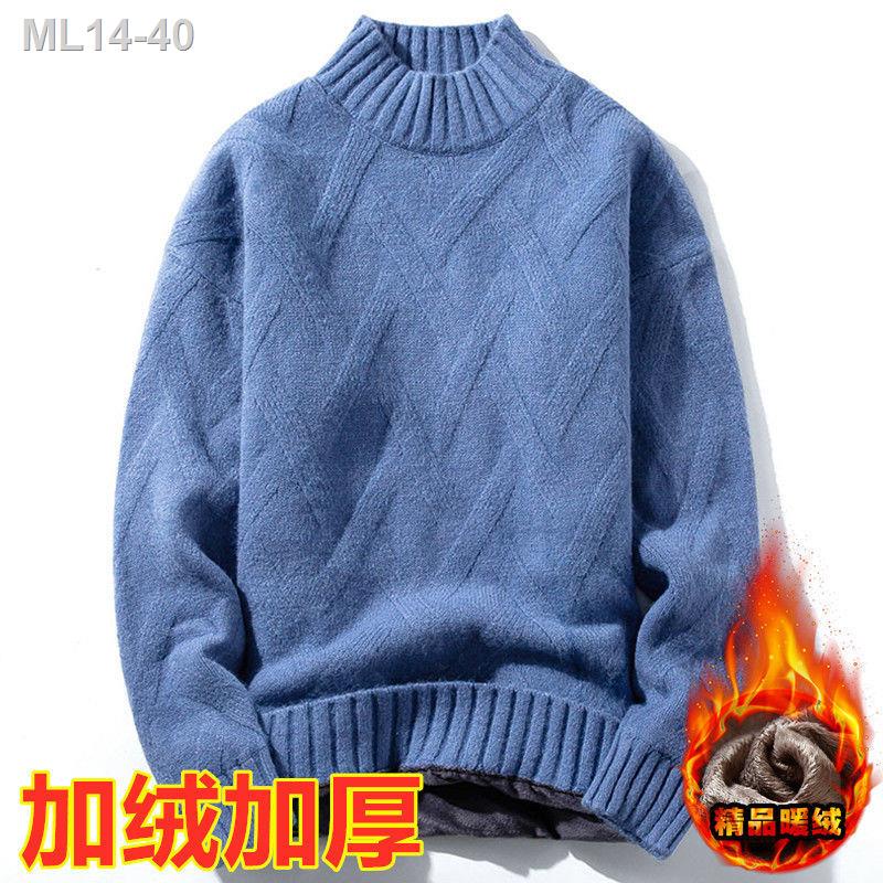 ❧۩﹊Alpaca half turtleneck sweater lelaki musim luruh dan musim sejuk versi Korea sweater pullover warna pepejal trend sl