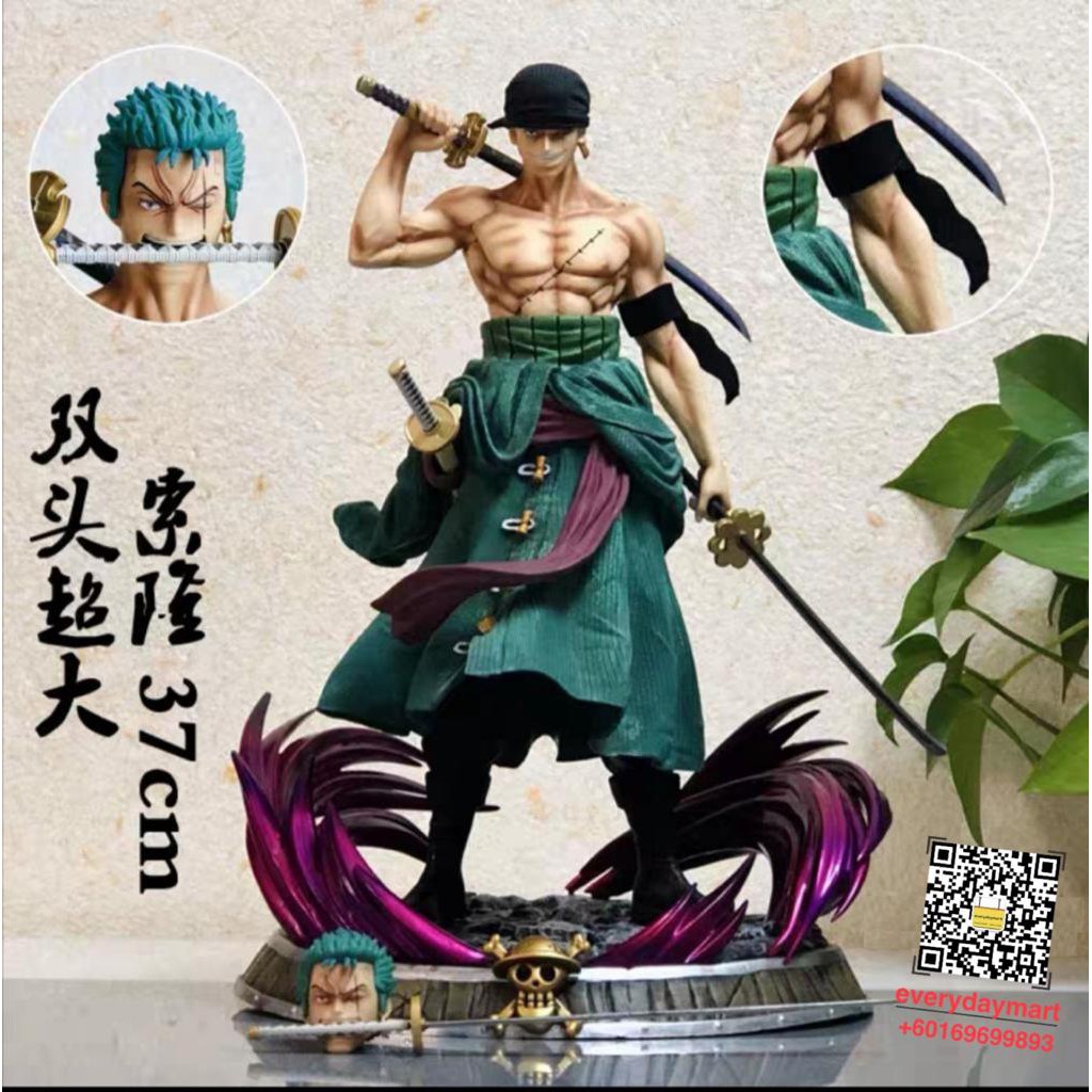 One Piece Santoryu Roronoa Zoro Double Head Sculpt The World Famous Swordsman Three Swords海贼王 梦幻索隆三刀流双头 Gk雕像模型盒装手办 Shopee Malaysia