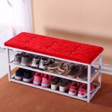 WeHomes 2-Tier Metal Shoe Bench - 90cm (Red)