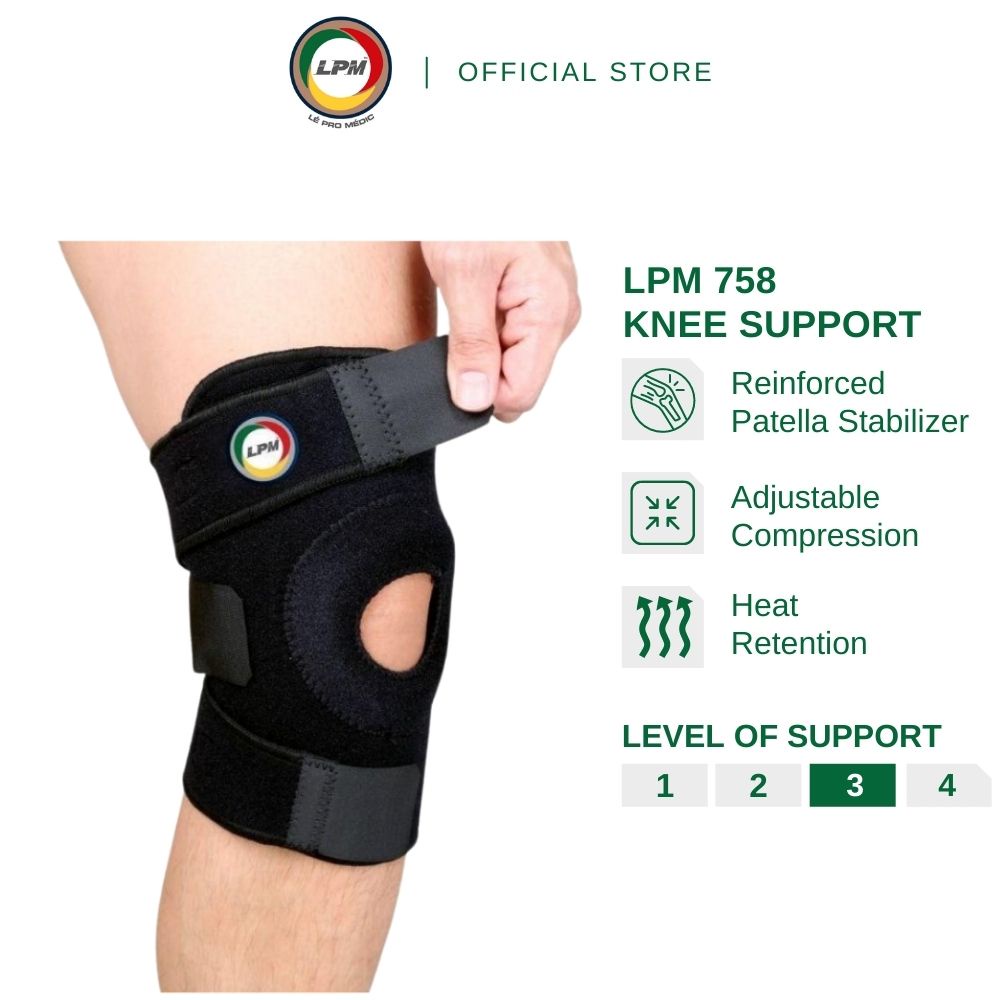 LPM Knee Guard 758 Open Patella Support Adjustable Velcro Knee Support