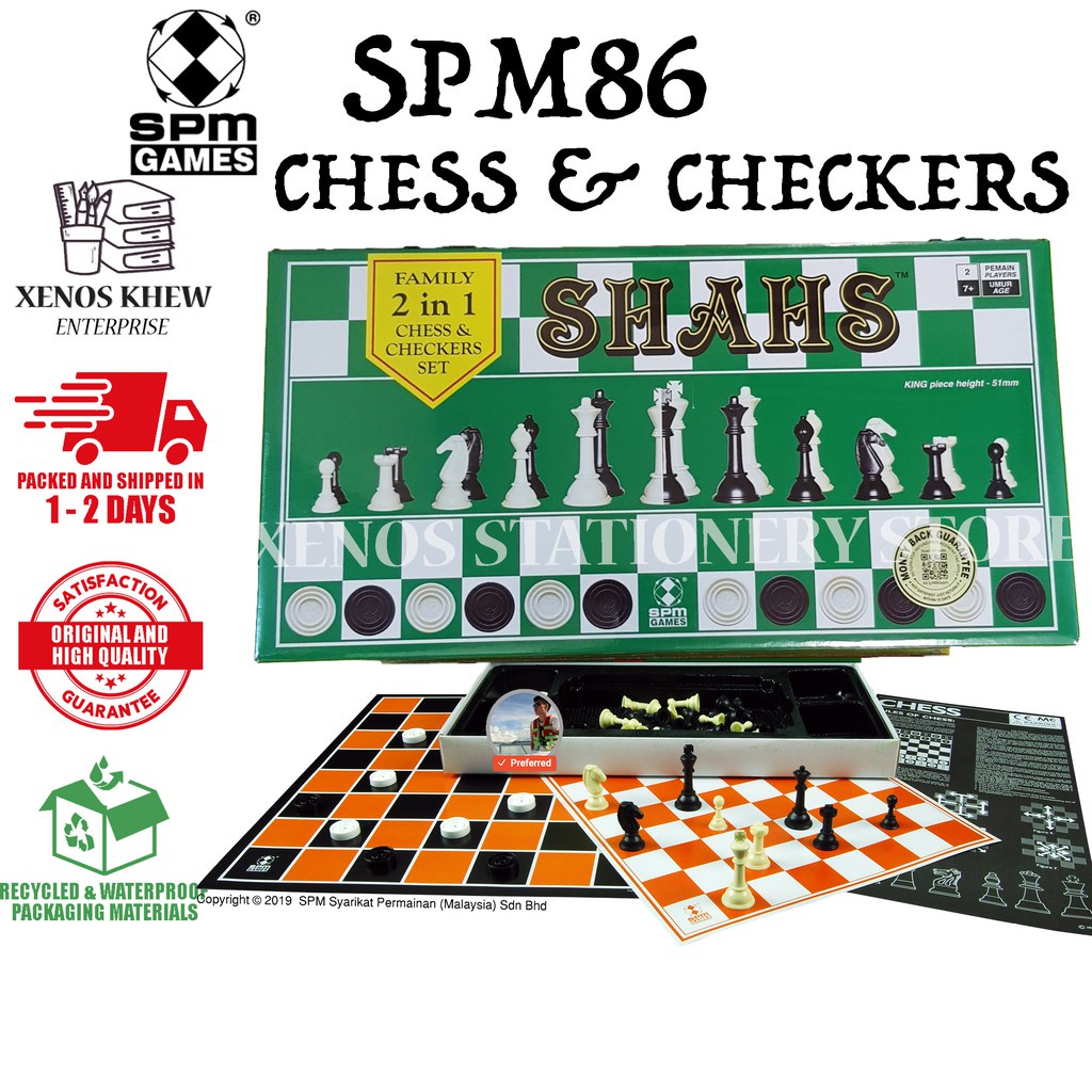 SPM86 CHESS & CHECKERS - SHAHS FAMILY 2 IN 1 (READY STOCK / 100% ORIGINAL)