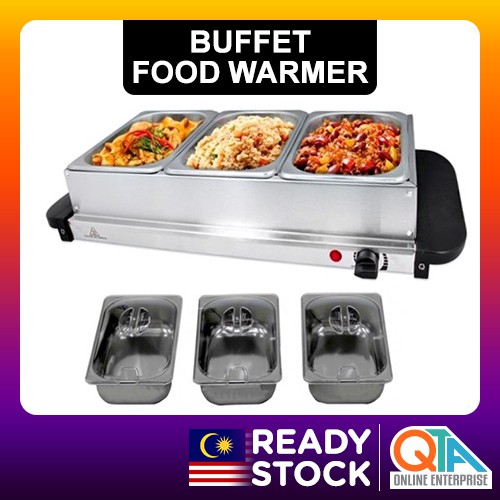 3 Tray Buffet Food Warmer Stainless Steel Food Warmer Fast Heating