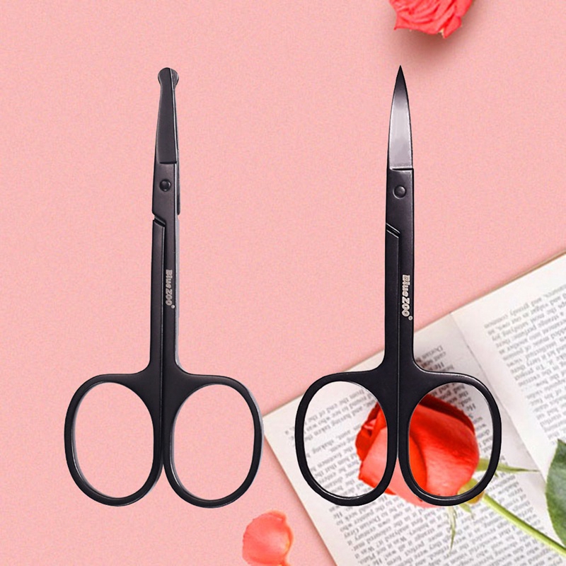 fengwunineday 1pc Stainless Steel Makeup Scissor Eyebrow Eyelashes Nose Hair  Trim Scissor Sharp Ponit Curve Tip Small | Shopee Malaysia