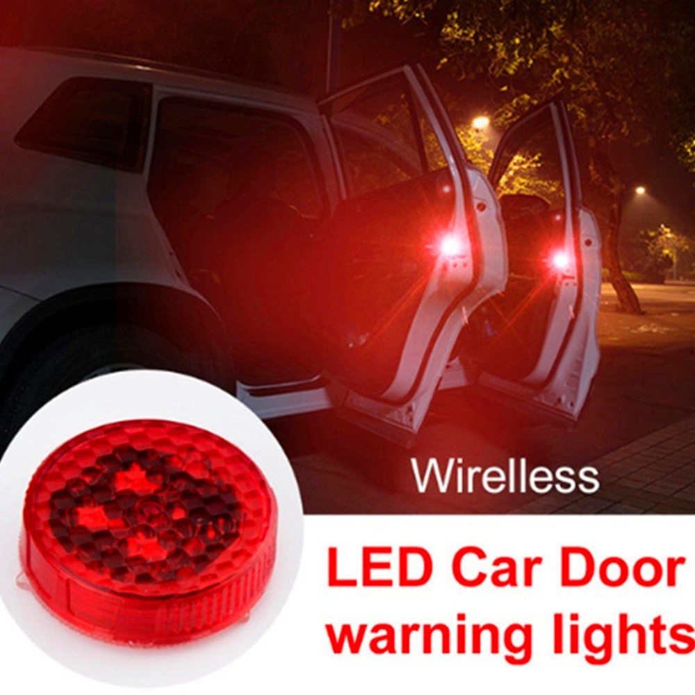 Universal Car Door LED Opened Warning Red Flash Light Kit Wireless Anti-Collid