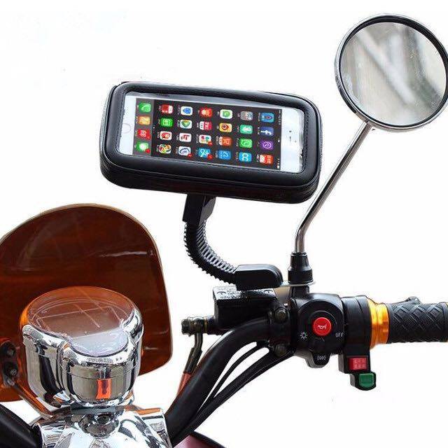 motorcycle mirror mount phone holder