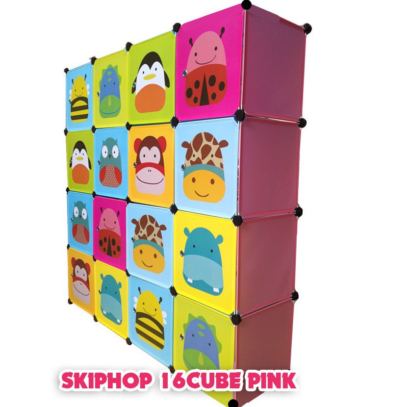 ALMARI KANAK-KANAK SKIPHOP DIY CUBES WARDROBE PINK FOR KIDS HOME