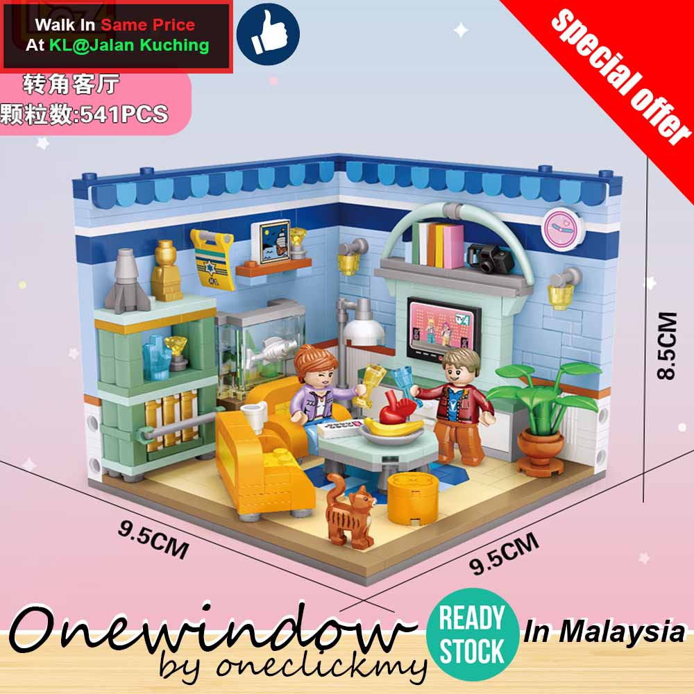 [ READY STOCK ] In Malaysia LOZ Blue Corner Living Room 1901 Mini Street Building Stackable