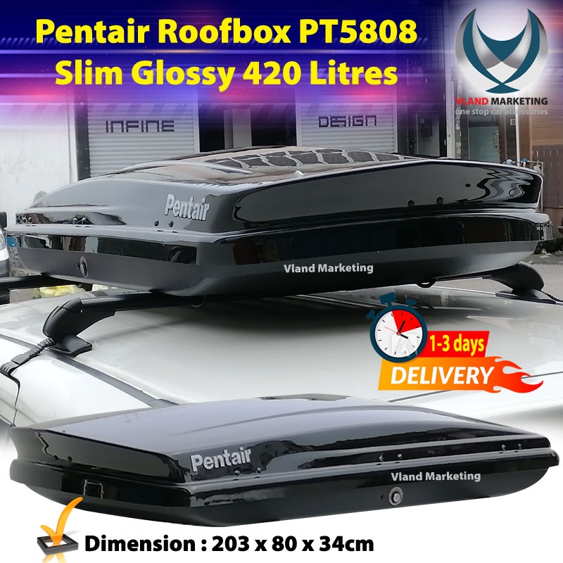 Pentair Roofbox PT5808 Slim Glossy Roof box Storage With Roof Rack ( XL