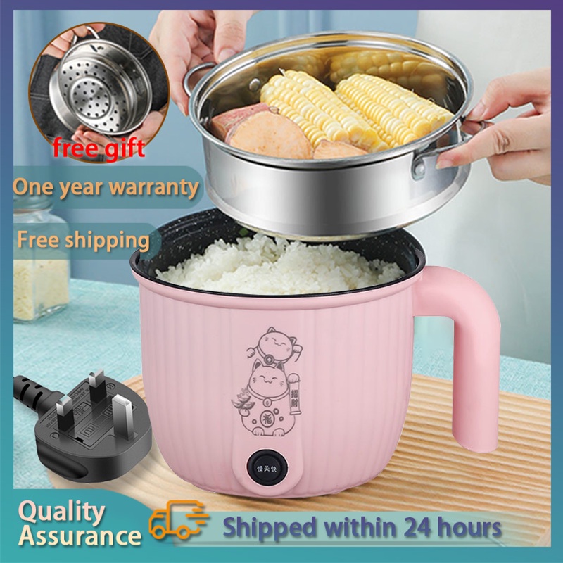 3 Pin Plug Mini Rice Cooker/Electric Pot Multi Cooker Multifunction Electric Skillet Nonstick Steamer 1.8L