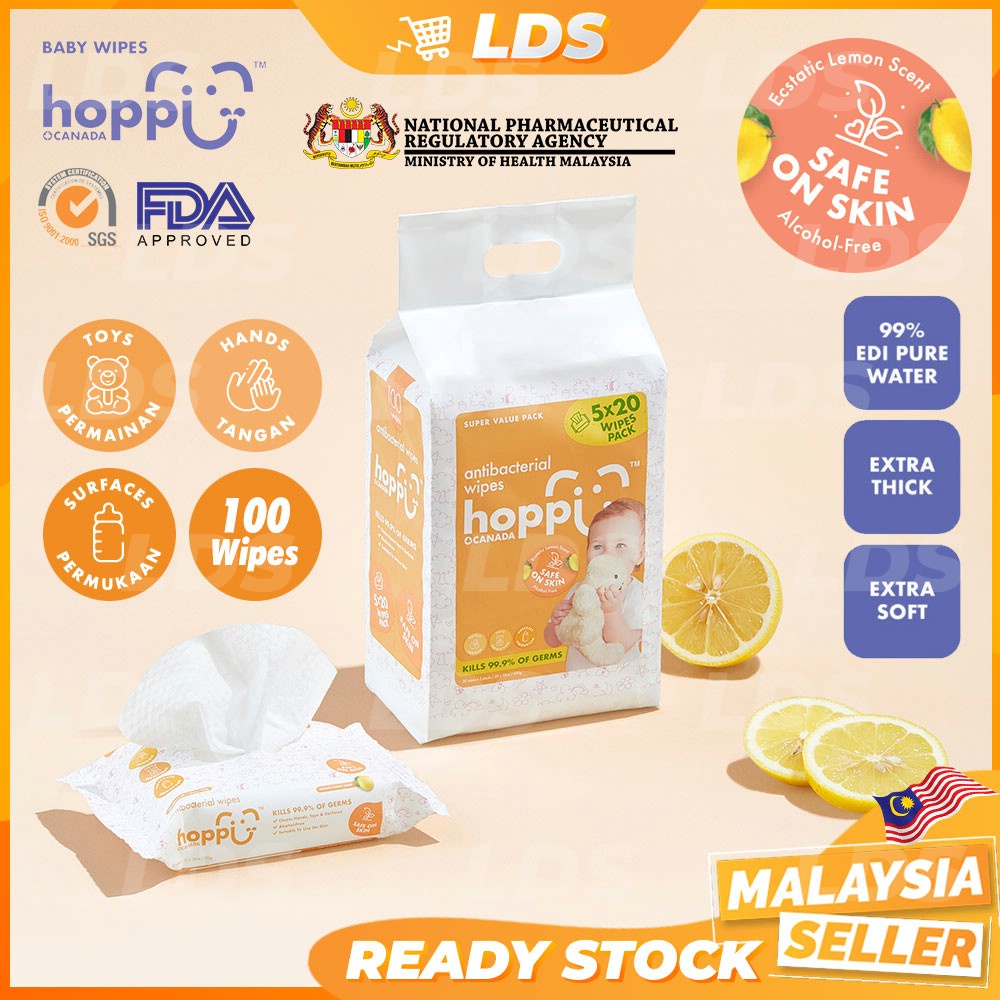 LDS Hoppi Premium Baby Antibacterial Wipes Baby Wipes Wet Wipes Wet