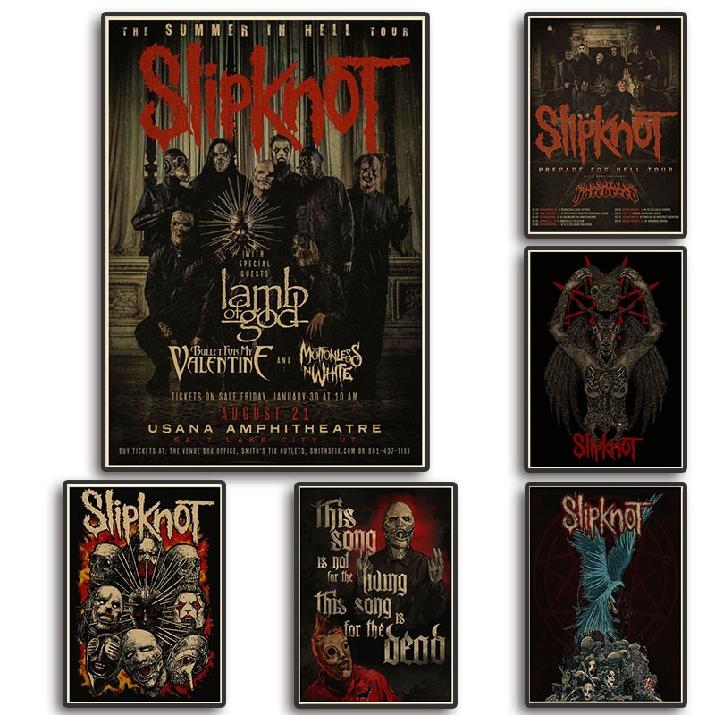 Vintage Heavy Metal Band Posters Rock Band Slipknot Kraft Paper Posters Bar Posters Wall posters Retro Home Decoration