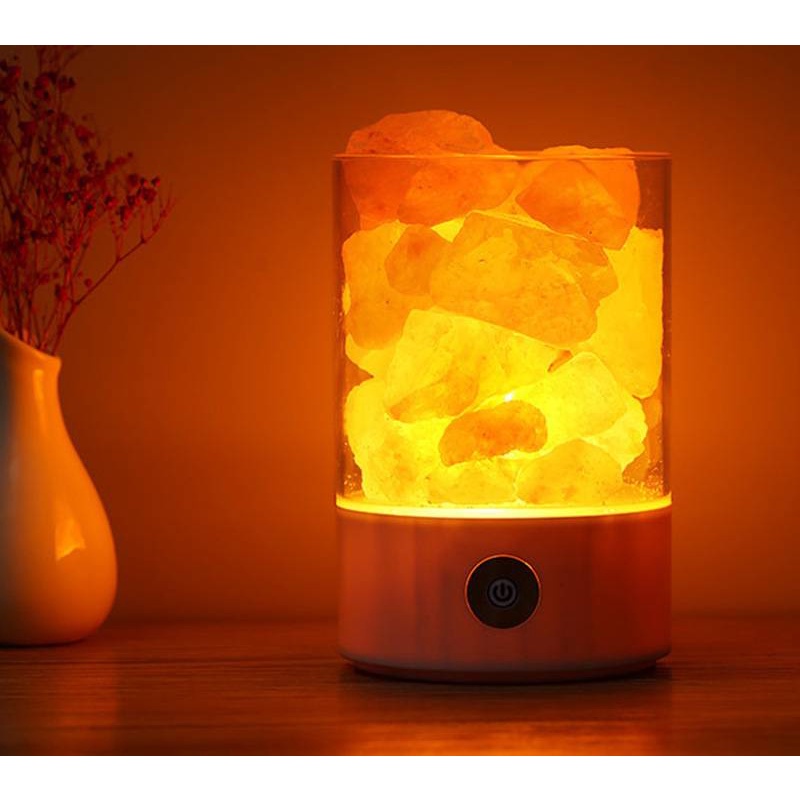 Himalayan Crystal Rock Salt Light Table Lamp Air Purifying Lampu Garam