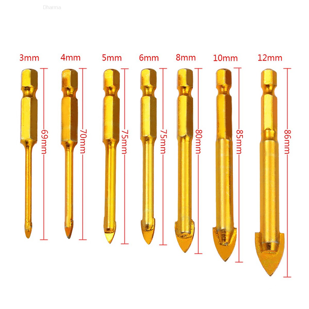 QUALITY TILE//GLASS CERAMIC DRILL BIT 4mm x 75mm Hex Shank Tungsten Carbide Tip
