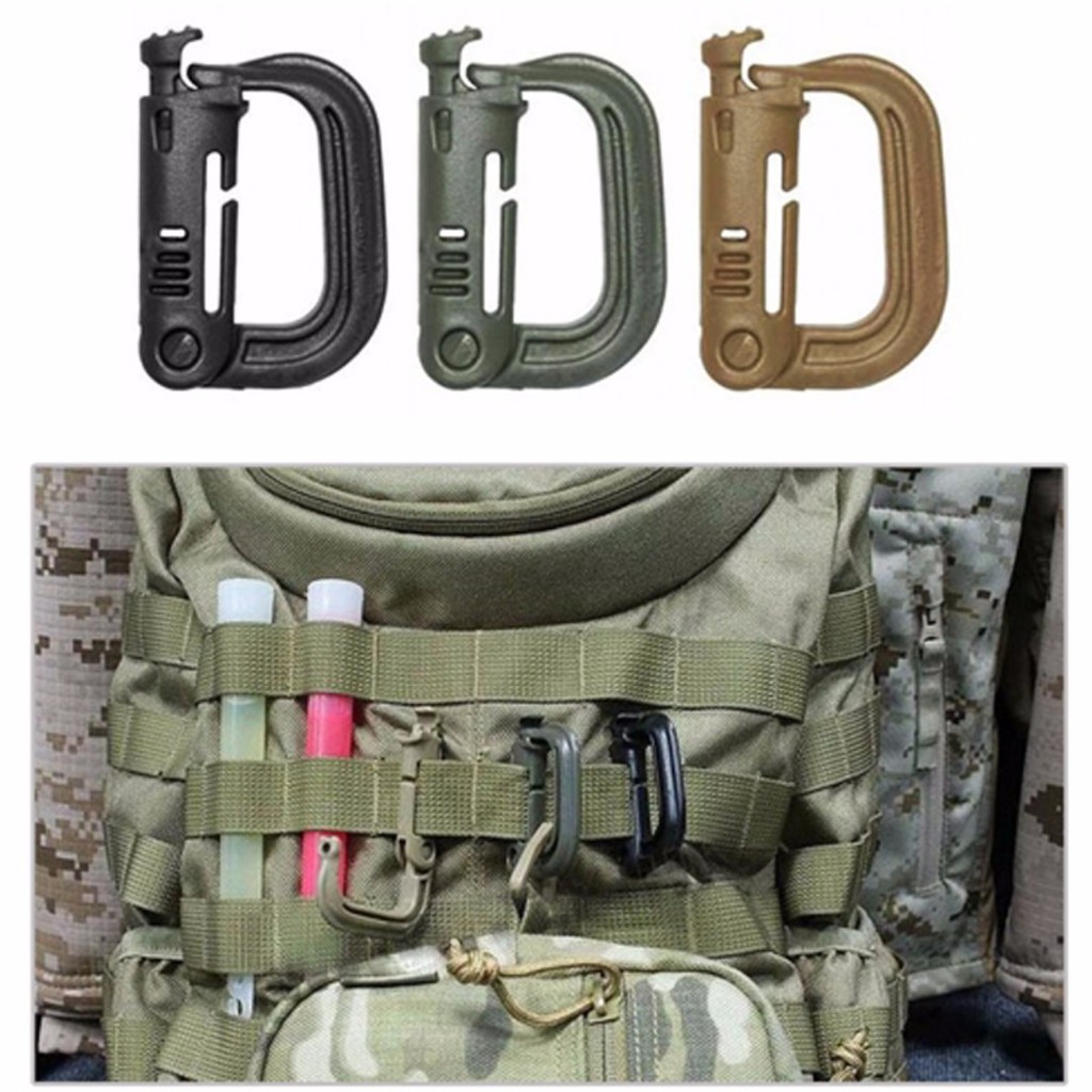 Grimloc Tactical Molle Carabiner D Locking Ring Mount DRing Plastic