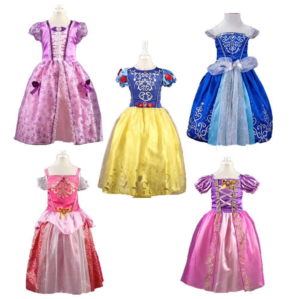Girls Dress Cinderella Princess Dress Cosplay Rapunzel Aurora Dresses ...