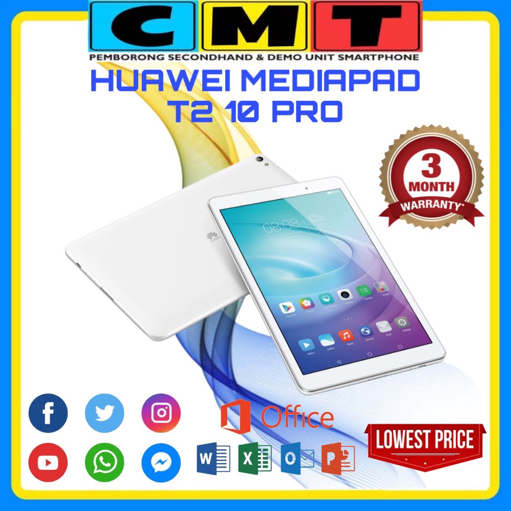 [READY STOCK] Huawei Mediapad T2 10.0 PRO Snapdragon 615 Gaming Chipset Tablet PC Tablet Murah Tab Pad