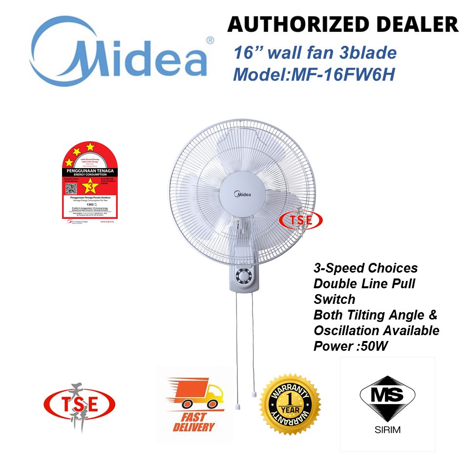 Midea Wall Fan 16 Mf 16fw6h Remark Per Order 2 Unit Only Shopee Malaysia