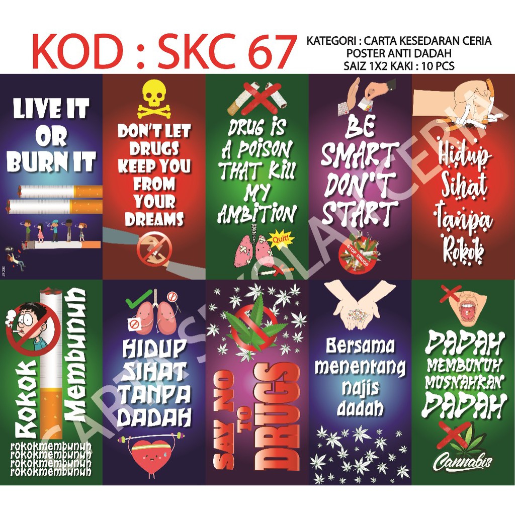 10pcs Poster Kempen Anti Dadah And Anti Rokok Skc67 Shopee Malaysia