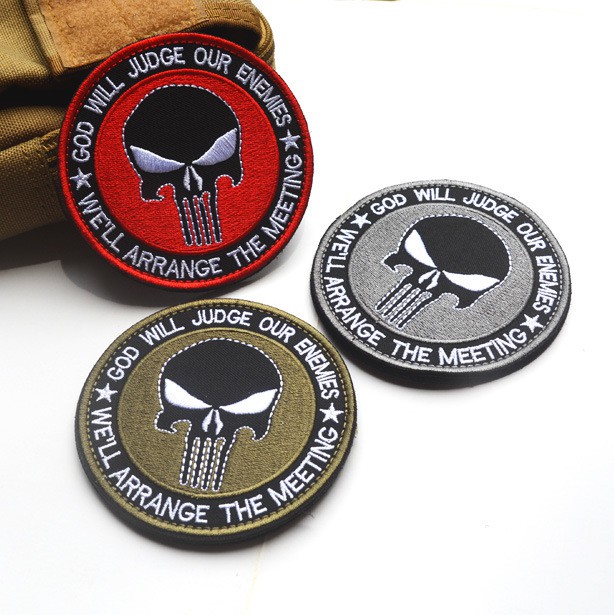 NAVY SEAL THE PUNISHER LOGO GRAY GREY BADGE TACTICAL MILITARY MARINE PATCH 