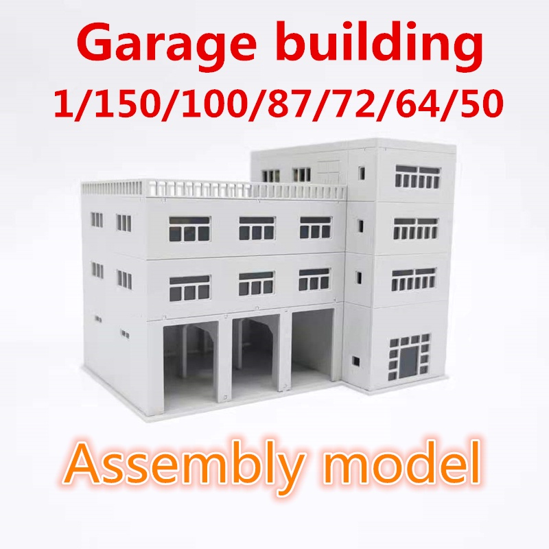 1: 150/100/87/72/64/50 Assembled simulation architectural model sand table ornament teaching building Parking garage hospital Fire department