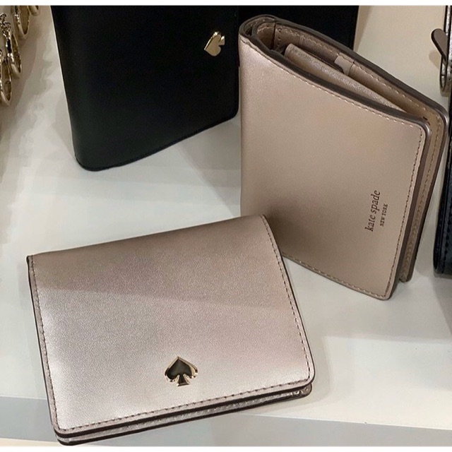 Kate Spade Nadine Small Bifold Wallet In Metallic Blush Shopee Malaysia