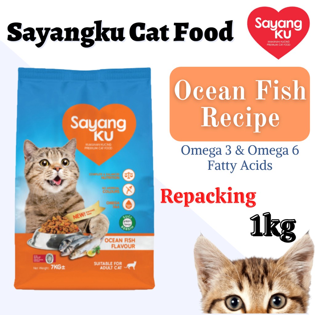 Makanan kucing berkhasiat Pet food Sayangku Ocean Fish/Chicken 