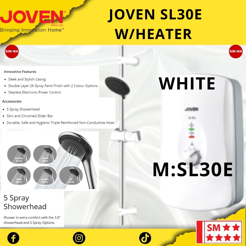 💦WATER HEATER💦 Fast Delivery Awesome JOVEN Instant Water Heater SL30E / SA30E-RS / SAE8 (WITH FREE BUBBLE WRAPPING)