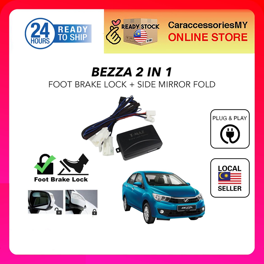 Perodua Bezza 2 in 1 Side Mirror Auto Fold foot Brake Lock AV SPEC 2020 plug and play