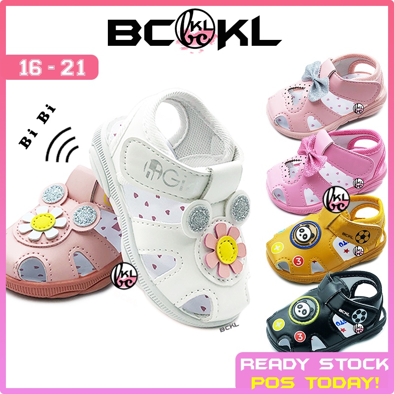 【 BCKL 】Baby's Minnie Bibi Sound Toddler Sandals | Boys Flower Shoes Kids Slippers Twins | Kasut Bunyi Bunga Bola