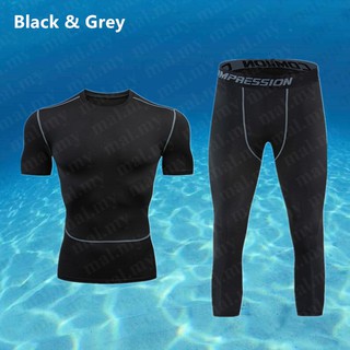 2 Pieces Men Swimming Suit 3 4 Pants And Shirt Swim Wear 