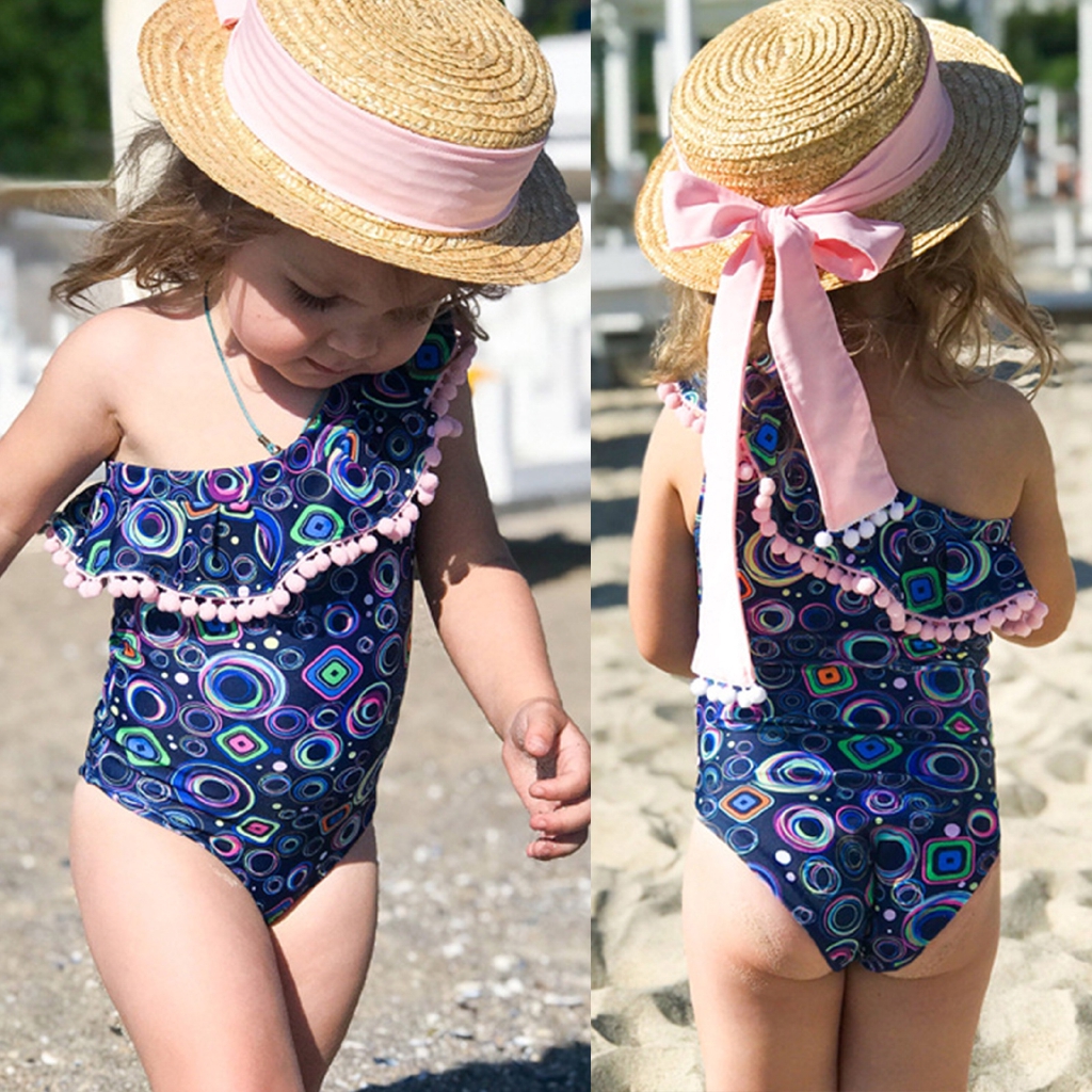 Kid Baby Girls One Piece Floral Swimwear Baby Swimsuit Summer Beachwear with Hat