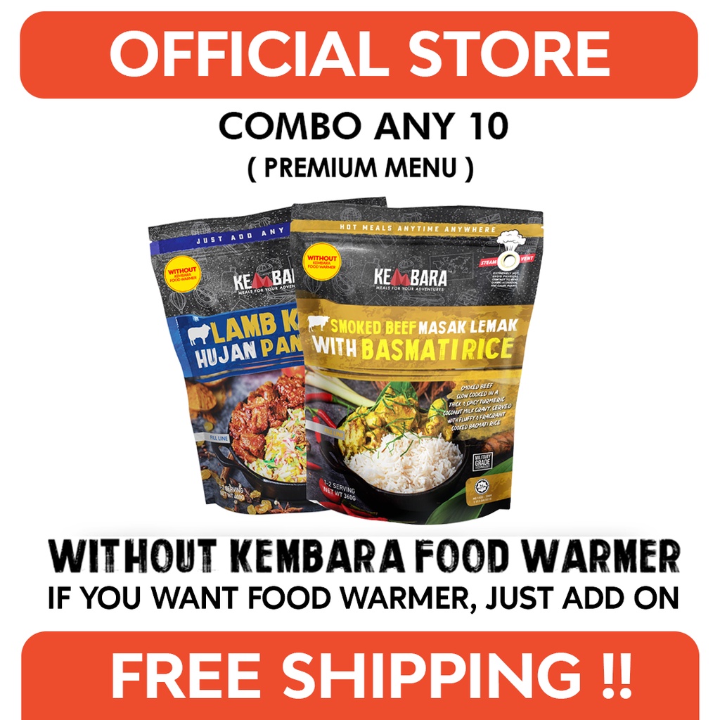 Combo Mix Any 10 Premium Menu [READY TO EAT/TRAVEL FOOD/HIKING FOOD/ EMERGENCY FOOD] (Without Food Warmer)