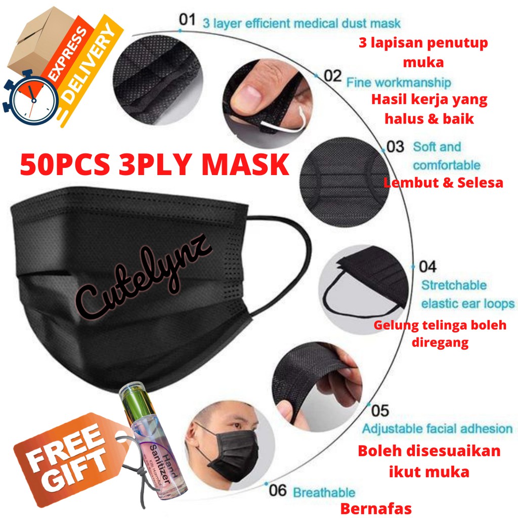 [HOT ITEM]MENCARI 3 LAPIS FACE MASK & HAND SANITIZER YANG BERKUALITI DENGAN HARGA BERBALOI? -PENUTUP MUKA WARNA HITAM