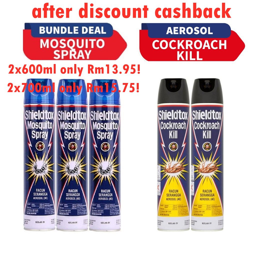 Shieldtox Mosquito Kill / Cockroach Kill Aerosol Spray (570ml / 600ml