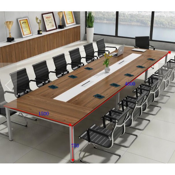 400x150x74cm 13Ft Conference Meeting Rectangular Table without Chair Long Wooden Company Office Furniture Meja Panjang