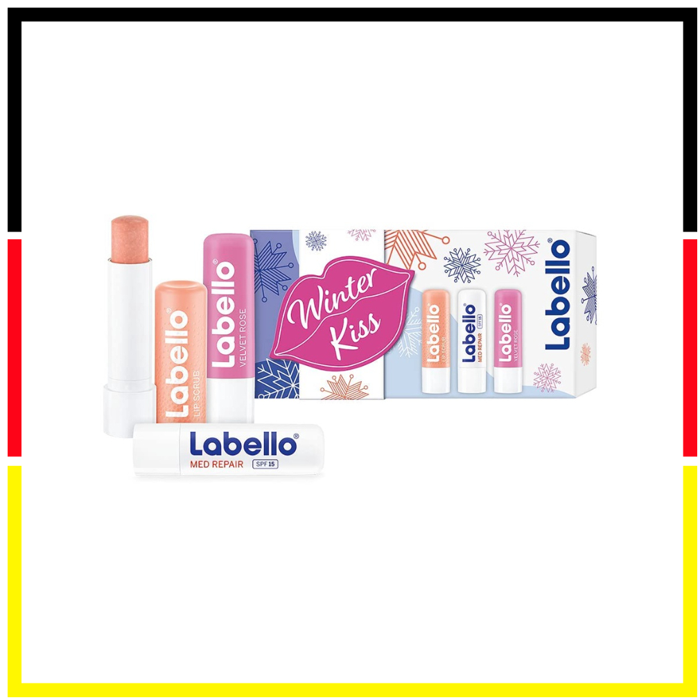 Labello Winter Kiss Gift Set 3pcs (Labello Lip Balm, Lip Scrub, Tinted