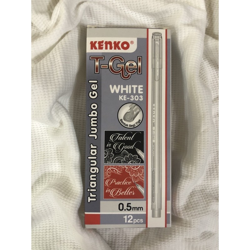 Tgel Kenko White Ke303 Triangular Jumbo Gel Ballpoint Pen / Ballpoint Pen / Jelly Gel Pen