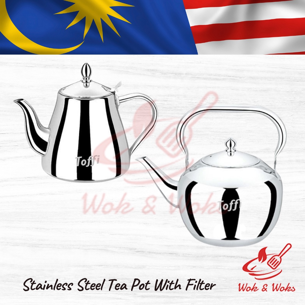 TOFFI Brand Stainless Steel Teapot Kettle With Filter / Cerek Teko Dengan Penapis Keluli Tahan Karat Jenama TOFFI