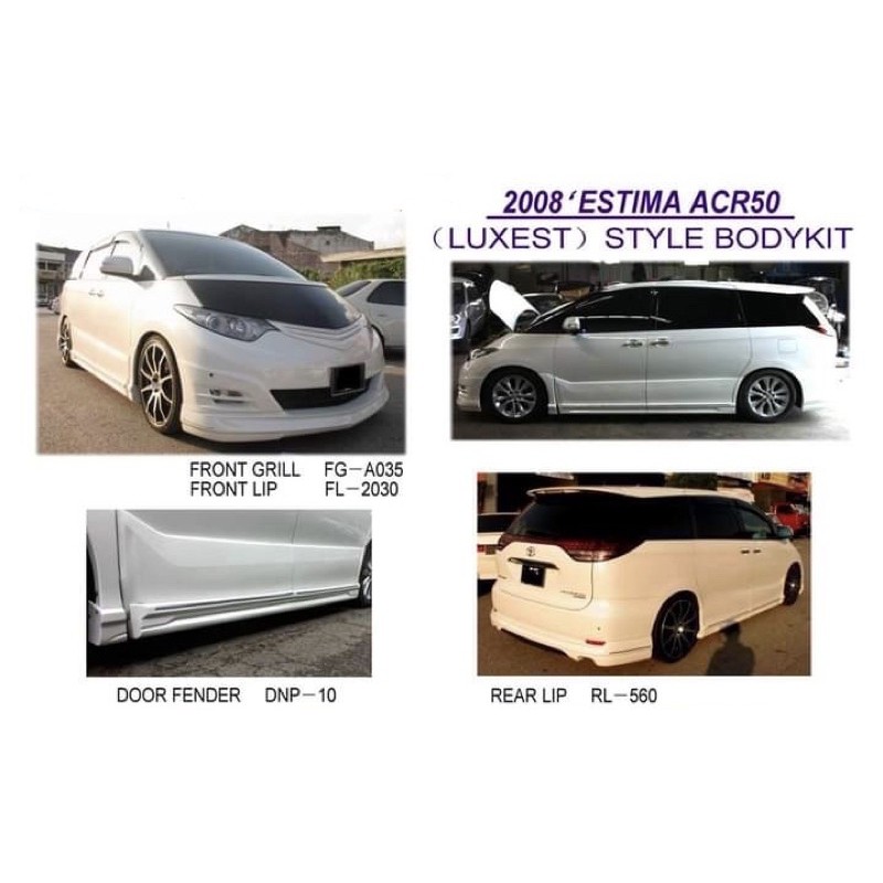 Toyota estima acr50 2008 2009 2010 luxest bodykit body kit front side