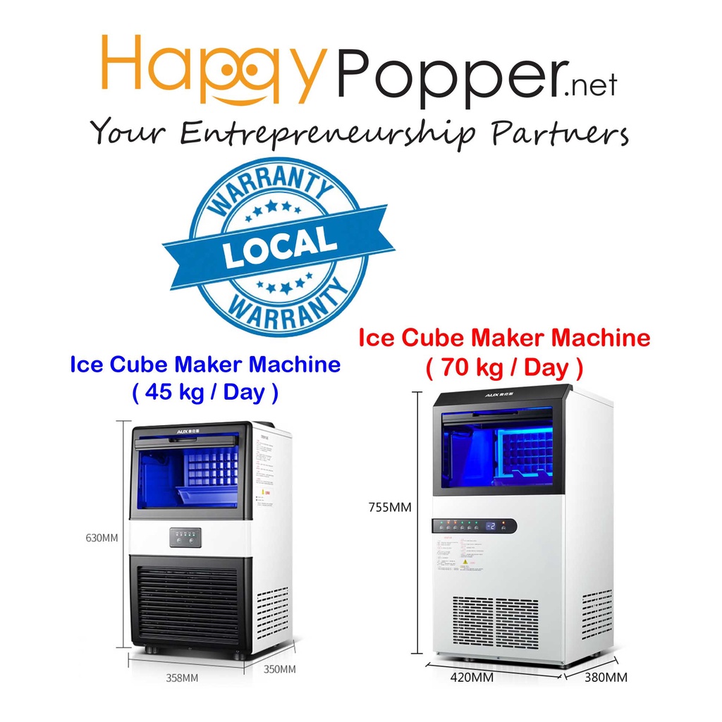 HAPPYPOOPPER Commercial Automatic Table Top portable ICE Production making CUBE MAKER MACHINE 45 kg 70 KG / DAY 台式制冰机