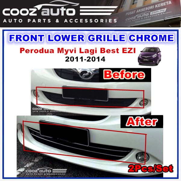 Perodua Myvi Lagi Best Ezi 2011 2014 Front Lower Grille Chrome 2pcs Set Shopee Malaysia