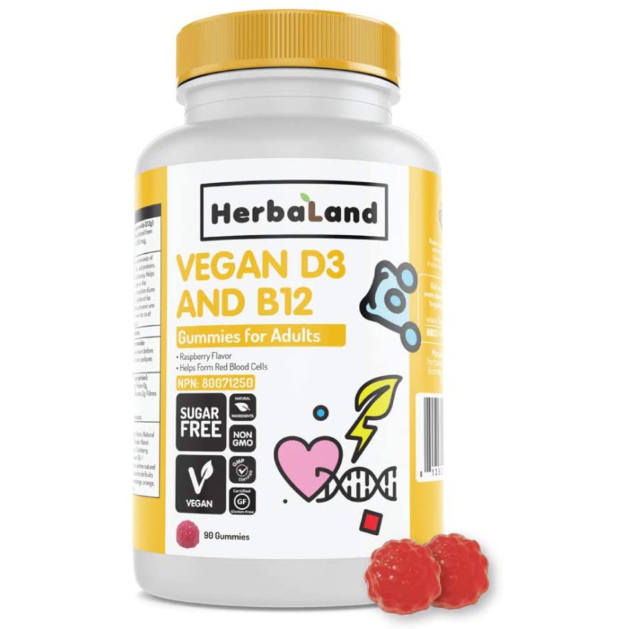 Vegan D3 And B12 Supplement By Herbaland - Plant-based Sugar-free 