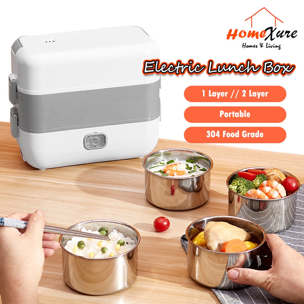 HomeXure ELECTRIC LUNCH BOX Portable Lunch Box Cooker Portable Mini