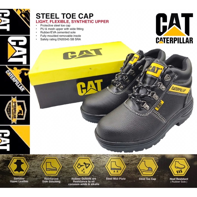 Premium Quality Caterpillar CAT Safety Shoes / Kasut Safety Boot Design Terkini Tip Top Quality Steel Toe Cap