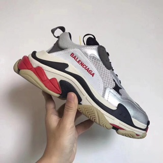 balenciaga triple s silver red