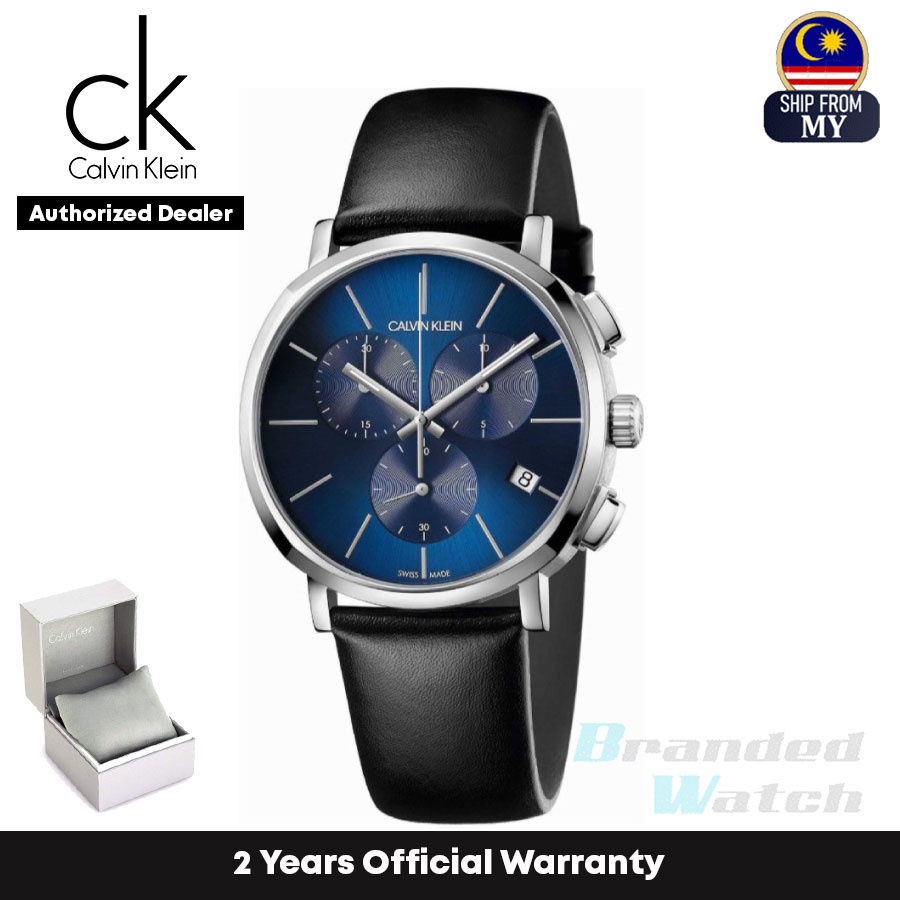 Official Warranty] Calvin Klein CK K8Q371CN Men's Chronograph Quartz Blue  Dial Leather Strap Watch | Shopee Malaysia