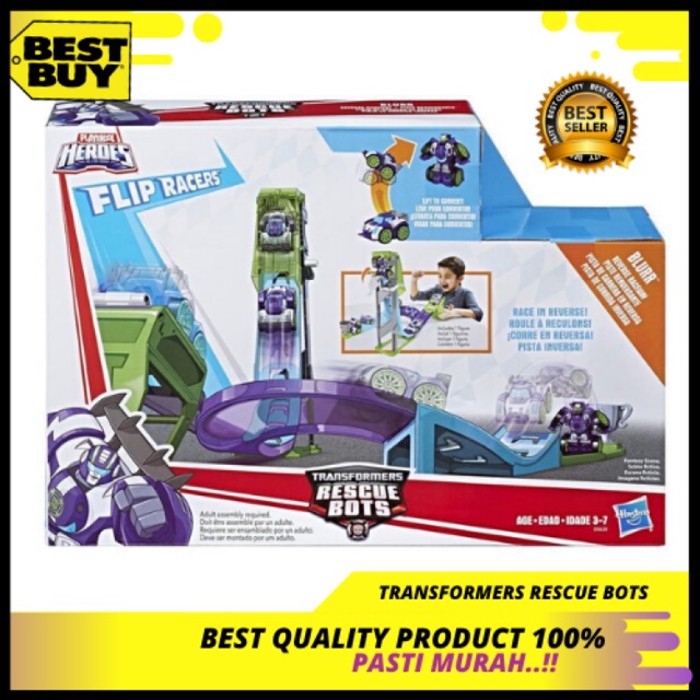 playskool heroes transformers rescue bots flip racers blurr reverse raceway