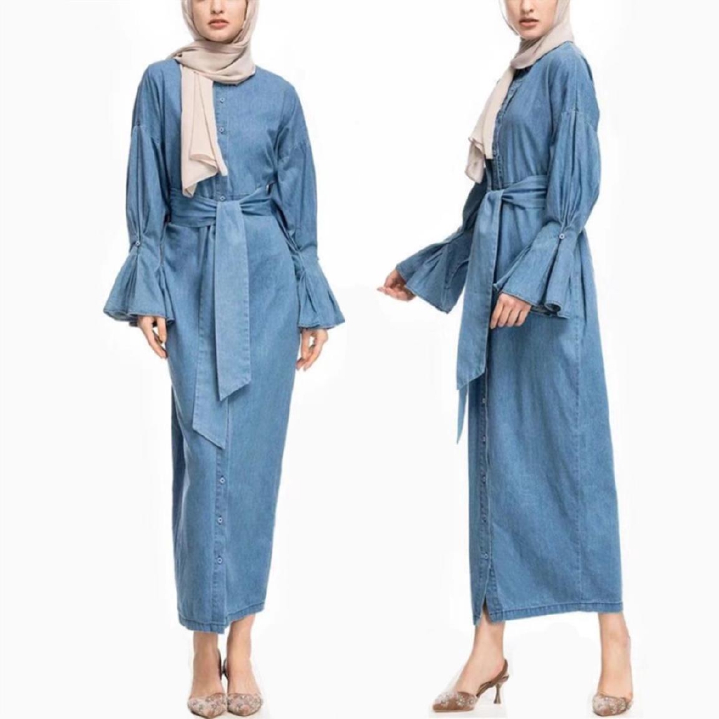 dress denim muslimah